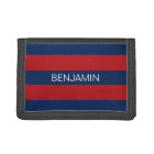 Navy Blue and Red Rugby Stripes with Custom Name