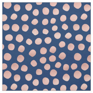 Navy Blue and Rose Gold Dot Fabric