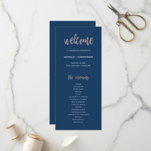 Navy Blue And Rose Gold Glam Chic Wedding Program Programme