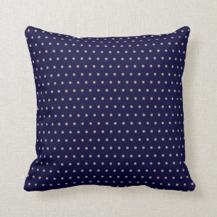 Navy Blue and Rose Gold Textured Polka Dot Pattern Cushion