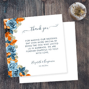 Navy Blue And Rust Wedding Officiant Thank You Card