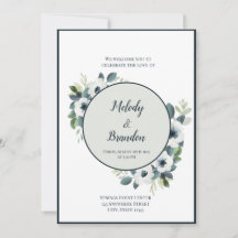 Navy Blue and Sage Invitation