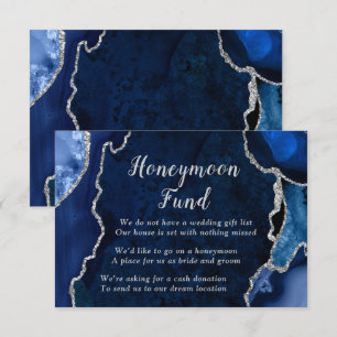 Navy Blue and Silver Agate Honeymoon Fund Enclosure Card