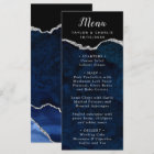 Navy Blue and Silver Agate Wedding Menu