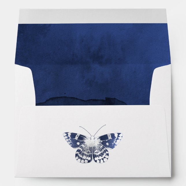Navy Blue and Silver Butterfly Envelope (Back (Bottom))