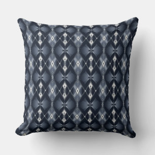Navy blue and silver diamond pattern cushion