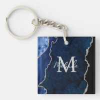 Navy Blue and Silver Marble Agate