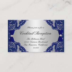 Navy Blue and Silver Reception Cards