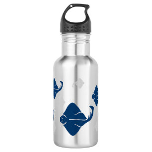 Navy Blue and Silver Stingray Fish 532 Ml Water Bottle