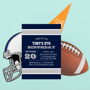 Navy Blue and Silver Team Birthday Invitation