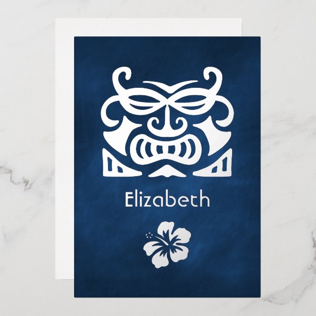 Navy Blue and Silver Tropical Bridal Shower (Front/Back)