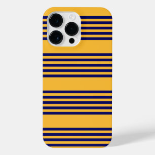Navy blue and sunny yellow five stripes pattern iPhone 14 pro max case