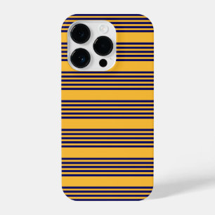 Navy blue and sunny yellow five stripes pattern iPhone 14 pro case