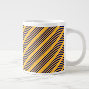 Navy blue and sunny yellow five stripes pattern large coffee mug