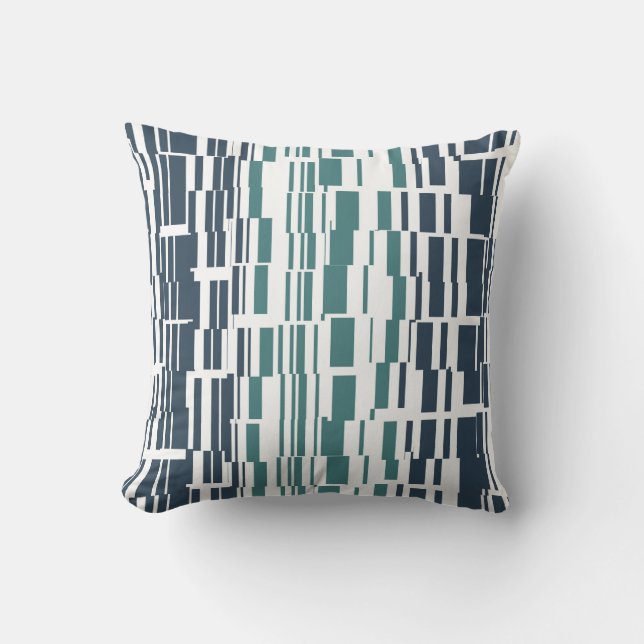 Navy Blue and Teal Green Unique Pattern Cushion (Front)