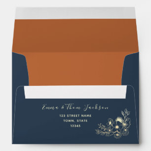 Navy Blue and Terracotta 5x7 Envelope