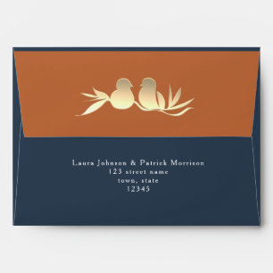 Navy Blue and Terracotta Wedding Envelope
