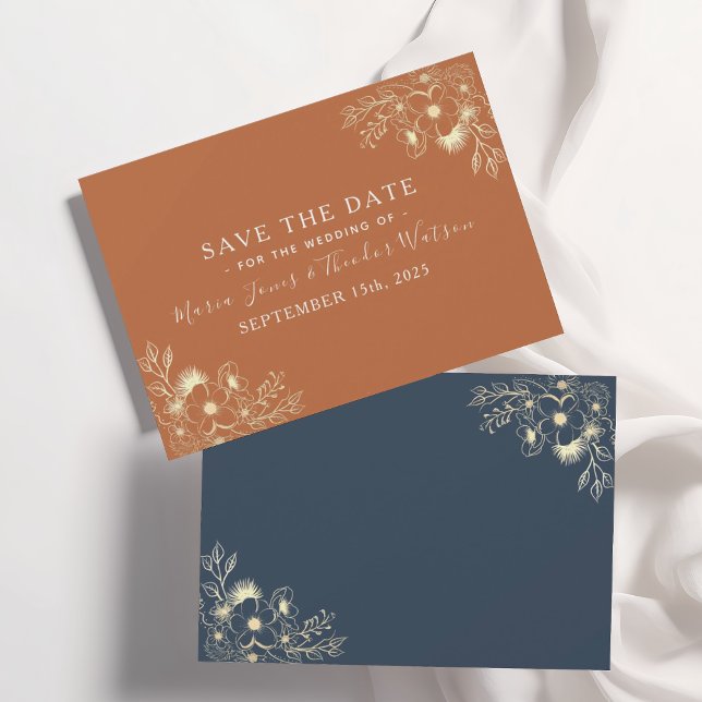 Navy Blue and Terracotta Wedding Save The Date (Creator Uploaded)