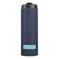 Navy Blue and Turquoise Tiny Dots Monogram