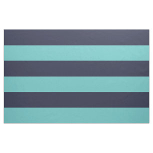 Navy Blue and Turquoise Wide Stripes Large Scale Fabric