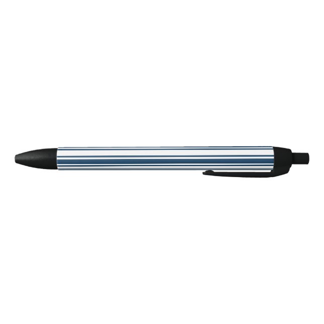 Navy blue and white candy stripes black ink pen (Bottom)