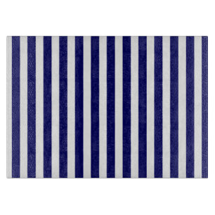 Navy blue and white candy stripes cutting board