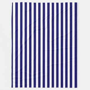 Navy blue and white candy stripes fleece blanket