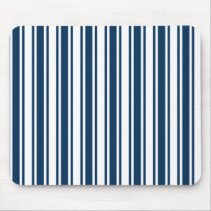 Navy blue and white candy stripes mouse pad