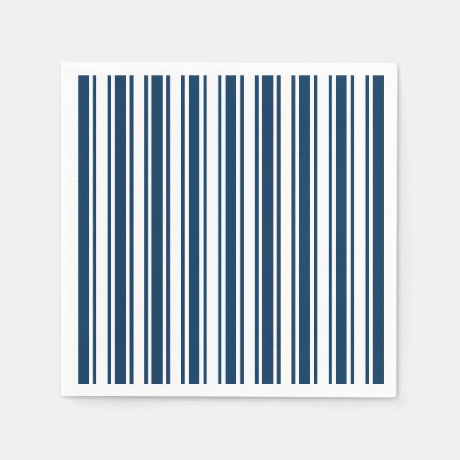 Navy blue and white candy stripes napkin (Front)