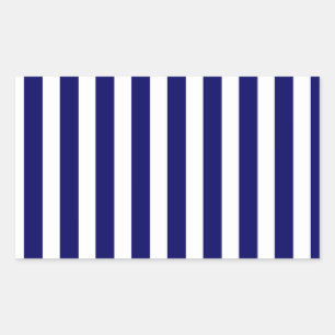 Navy blue and white candy stripes rectangular sticker