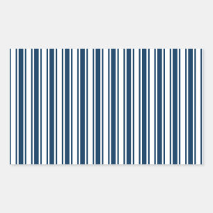 Navy blue and white candy stripes rectangular sticker