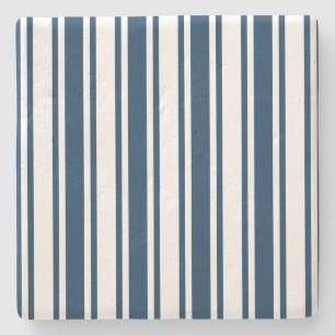 Navy blue and white candy stripes stone coaster
