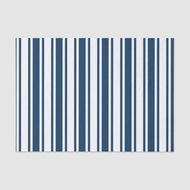 Navy blue and white candy stripes tissue paper (Front)