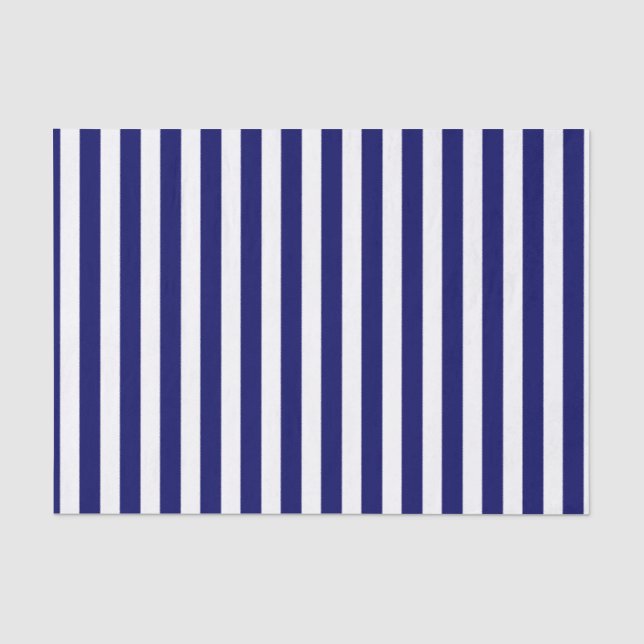 Navy blue and white candy stripes tissue paper (Front)