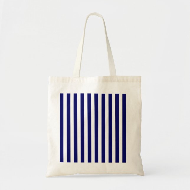 Navy blue and white candy stripes tote bag (Front)