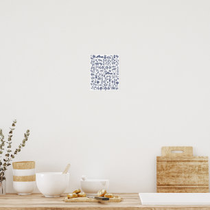 Navy Blue and White Charleston Toile Poster 