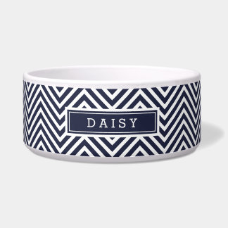 Navy Blue and White Chevron Monogram