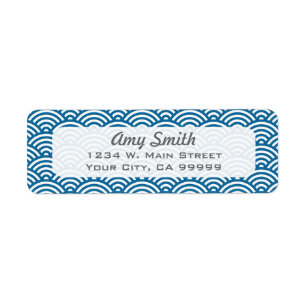 Navy Blue and White Circle Fan Pattern