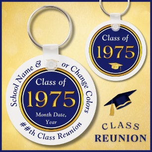 Navy Blue and White, Class of 1975 Reunion, Favour Key Ring