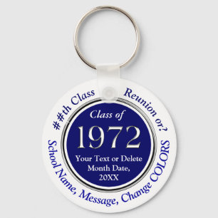 Navy Blue and White, Class of 72, Party Favours Key Ring