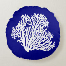 Navy Blue And White Coastal Decor Coral
