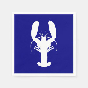 Navy Blue And White Coastal Lobster Napkin