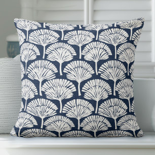 Navy Blue and White Coastal Throw Pillow