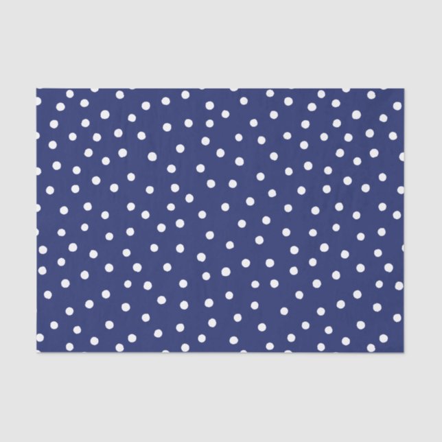Navy Blue and White Confetti Dots Pattern Tissue Paper (Front)