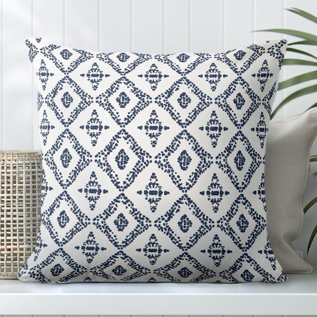 Navy Blue and White Decorative Throw Pillow (Creator Uploaded)