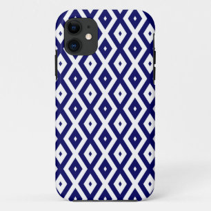 Navy blue and white diamond pattern Case-Mate iPhone case