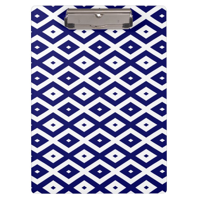 Navy blue and white diamond pattern clipboard (Front)