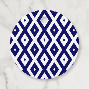 Navy blue and white diamond pattern favour tags