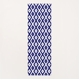 Navy blue and white diamond pattern yoga mat