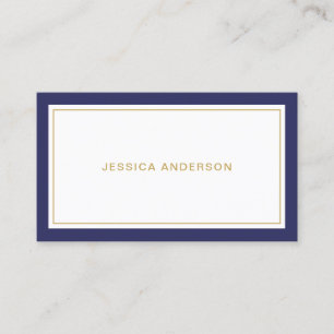 Navy Blue And White Elegant Modern Business Card
